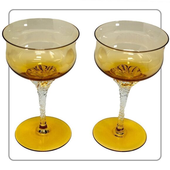 Amber Crystal Twist Stem Champaign Glasses (set of 2) - Picture 2 of 4